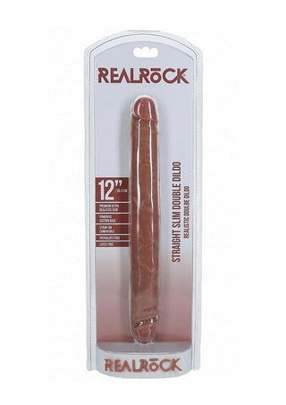 Realrock Realistic Skin Slim Double Ended Dong - Caramel/Tan - 12in