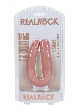 Realrock Ultra Realistic Skin U Shaped Double Dildo - Vanilla - 5in