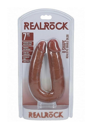 Realrock Ultra Realistic Skin U Shaped Double Dildo - Caramel - 7in