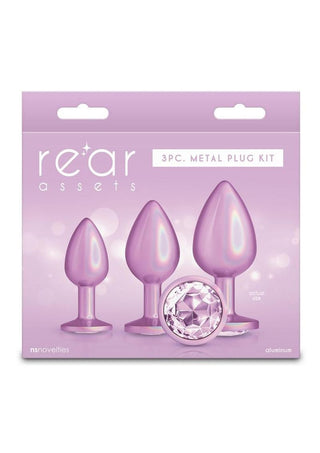 Rear Assets Trainer Chrome Plated Anal Plugs Kit (3pc Set) - Iridescent - Pink