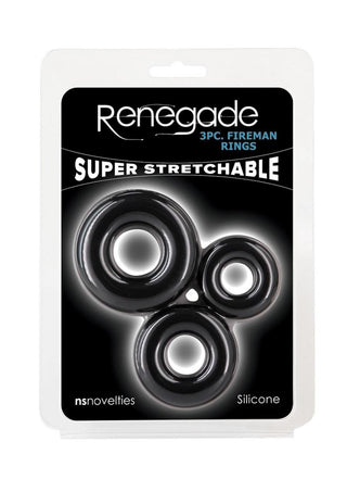 Renegade Fireman Silicone Rings - Black - 3 Piece/Set