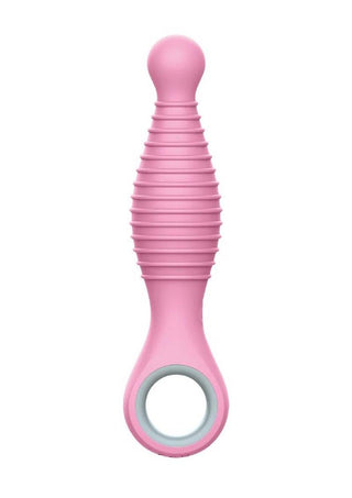 Rock Candy Sweet Cheeks Rechargeable Silicone Anal Vibrator - Gray/Pink