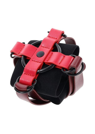 Sex and Mischief Ex's Andamp; Oh's Cross Cuffs - Black/Red