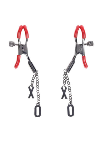 Sex and Mischief Ex's Andamp; Oh's Nipple Clamps - Black/Red