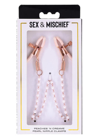 Sex and Mischief Peaches 'N Creame Pearl Nipple Clamps - Ivory/Rose Gold