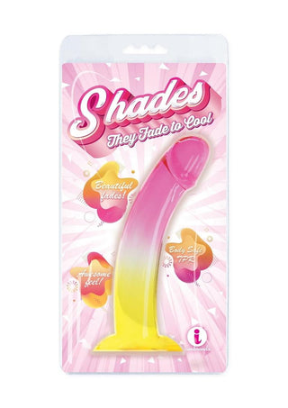 Shades Smoothie Dildo with Suction Cup - Yellow - 8.25in