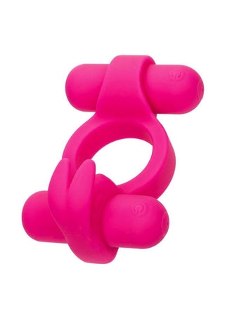 Silicone Rechargeable Rockin' Rabbit Cock Ring - Pink