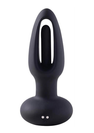 Snuggy Tapping Rechargeable Silicone Prostate Massager Butt Plug Anal Vibrator - Black