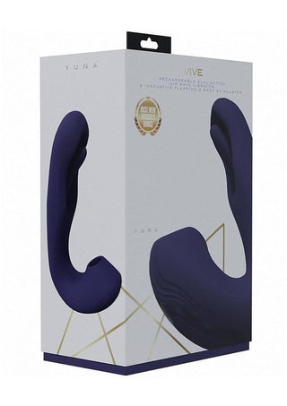 Vive Yuna Rechargeable Silicone Triple Motor Air Wave Vibrator with G-Spot Flapping Stimulation Vibrator - Purple