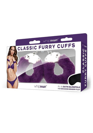 WhipSmart Furry Cuffs with Eye Mask - Purple