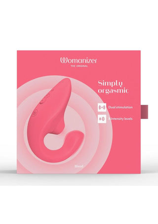 Womanizer Blend Rechargeable Silicone Vibrator with Clitoral Stimulator - Vibrant - Rose