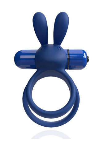 4b Ohare XL Rechargeable Silicone Rabbit Vibrating Cock Ring - Blue/Blueberry - XLarge