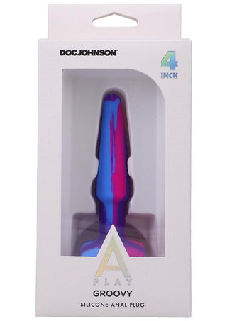 A-Play Groovy Silicone Anal Plug - Fuchsia/Magenta/Pink/Purple - 4in