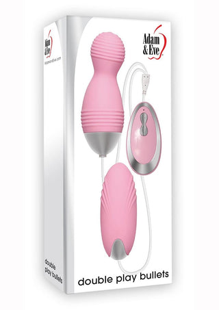 Adam and Eve Double Play Dual Vibrating Bullets with Remote Control - Pink