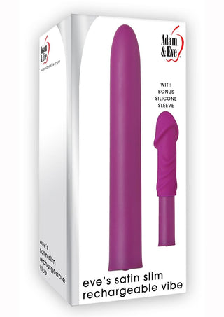 Adam and Eve - Eve's Satin Slim Rechargeable Vibrator with Silicone Sleeve - Purple