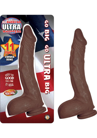 All American Ultra Whoppers Curved Dildo - Brown/Chocolate - 11in