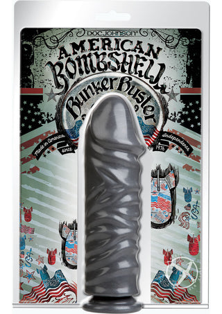 American Bombshell Bunker Buster Dildo - Grey/Gun Metal - 10.7in