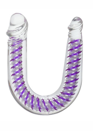 Art Deco AC DC Double Dildo - Clear/Purple - 12.25in