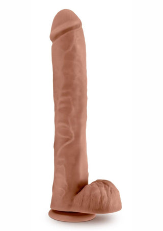 Au Naturel Daddy Sensa Feel Dual Density Dildo with Balls - Caramel/Mocha - 14in