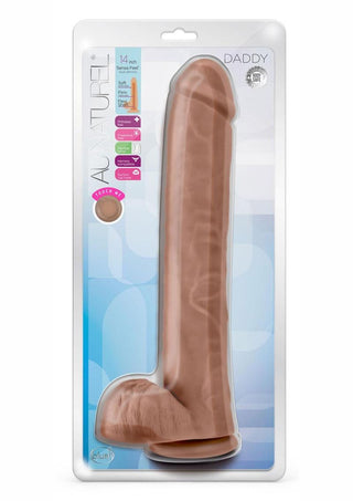 Au Naturel Daddy Sensa Feel Dual Density Dildo with Balls - Caramel/Mocha - 14in