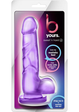 B Yours Sweet N' Hard 4 Dildo with Balls - Purple - 3in