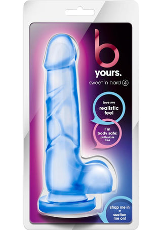 B Yours Sweet N' Hard 4 Dildo with Balls - Blue - 9in