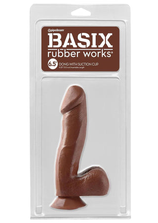 Basix Rubber Works 6.5in Dong with Suction Cup Waterproof - Brown