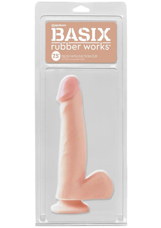 Basix Rubber Works Dong with Suction Cup - Flesh - 7.5in