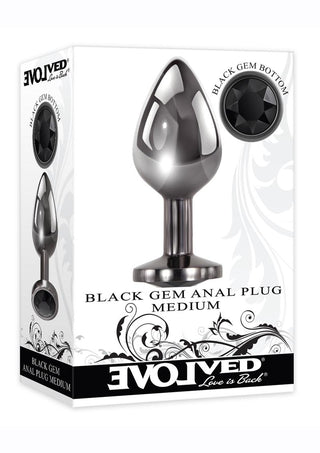 Black Gem Anal Plug - Black/Metal - Medium