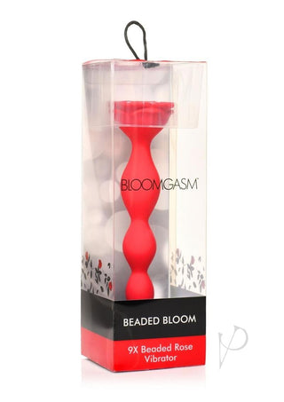 Bloomgasm Beaded Bloom 9x Rechargeable Silicone Beaded Rose Anal Vibrator - Red