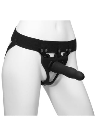 Body Extensions Be Daring Silicone Strap-On Harness with Hollow Dildo - Black - 7in - 2 Piece Kit