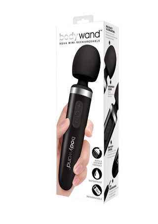 Bodywand Aqua Mini Rechargeable Silicone Wand Massager - Black