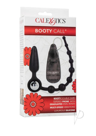 Booty Call Booty Double Dare Silicone Vibrating Butt Plug with Anal Beads - Black