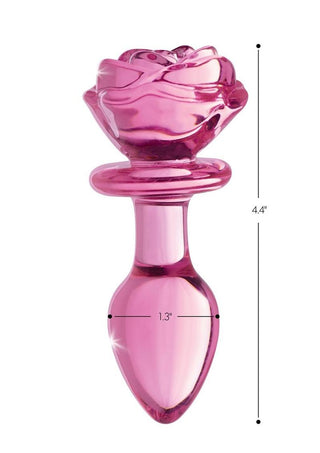 Booty Sparks Pink Rose Glass Anal Plug