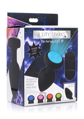 Booty Sparks Silicone Vibrating Led Plug - Black - Medium