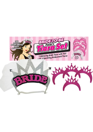 Bride-To-Be Party Tiara - Pink/Silver - 5 Per Set/Set