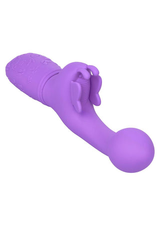 Butterfly Kiss Rechargeable Silicone Dual Vibrator - Purple