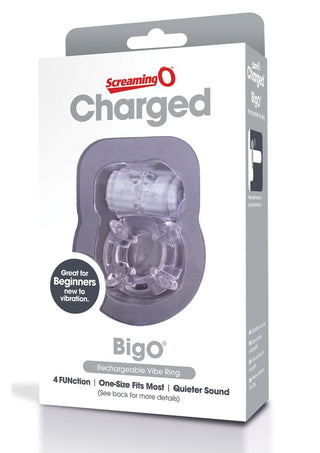 Charged Bigo Rechargeable Vibe Ring Waterproof Cock Ring - Clear