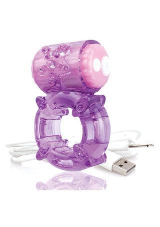 Charged Bigo Rechargeable Vibe Ring Waterproof Cock Ring - Purple