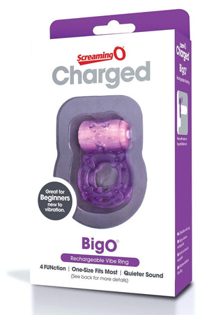 Charged Bigo Rechargeable Vibe Ring Waterproof Cock Ring - Purple