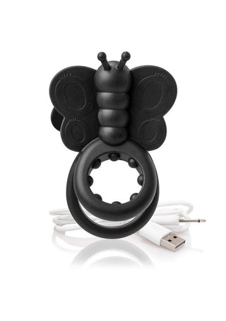 Charged Monarch USB Rechargeable Butterfly Vibe Silicone Cock Ring Waterproof