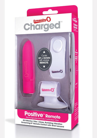 Charged Positive Wireless Remote Control USB Rechargeable Vibe Waterproof - Pink/Strawberry