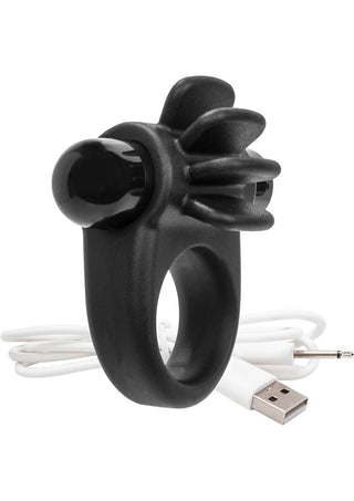 Charged Skooch Rechargeable Vibe Silicone Cock Ring Waterproof - Black