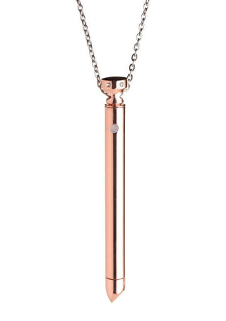 Charmed Rechargeable Stainless Steel 7x Vibrating Necklace - Rose Gold