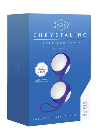 Chrystalino Ben Wa Medium Glass Ben Wa Balls - Blue/White