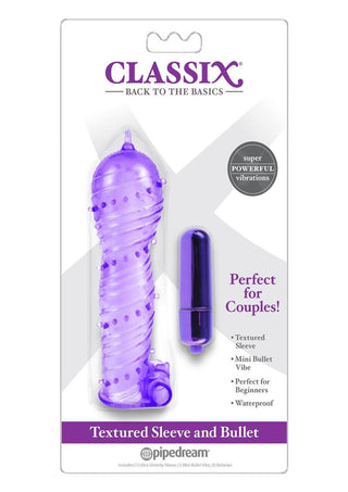 Classix Textured Sleeve and Bullet Vibrator - Purple