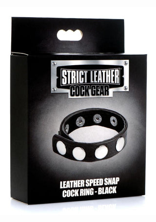 Cock Gear Leather Speed Snap Cock Ring - Black