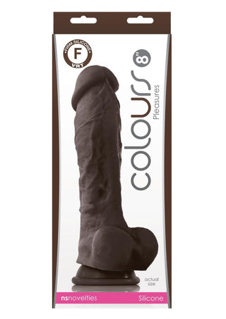 Colours Pleasures Silicone Dildo - Brown/Chocolate - 8in