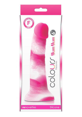 Colours Pleasures Yum Yum Silicone Dildo - Pink/White - 6in