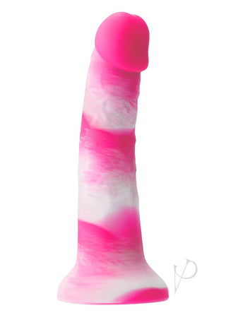 Colours Pleasures Yum Yum Silicone Dildo - Pink/White - 8in